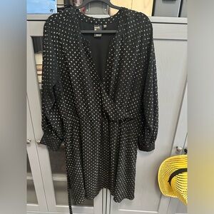 Black and Gold Glam Long Sleeve Dress